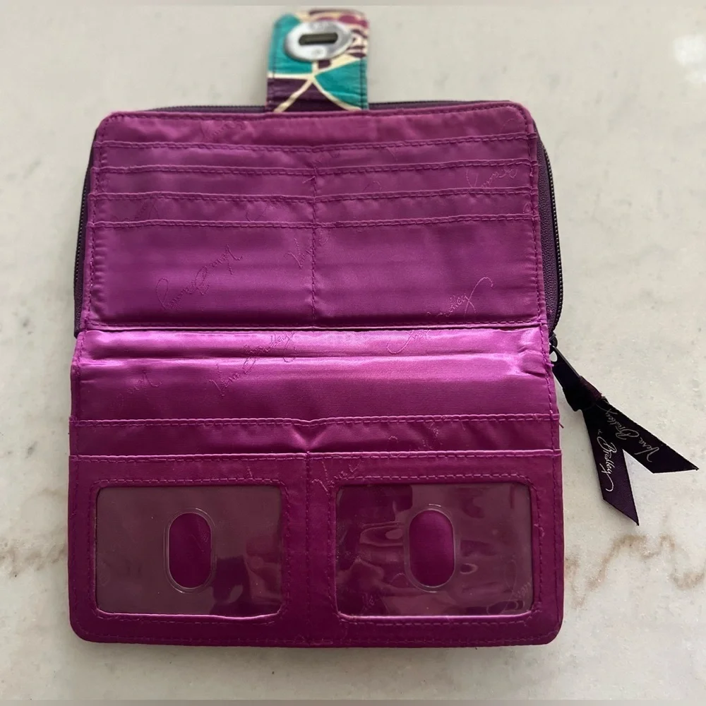 Vera Bradley Turnlock Wallet in the "Plum Crazy" pattern - Picture 5 of 5